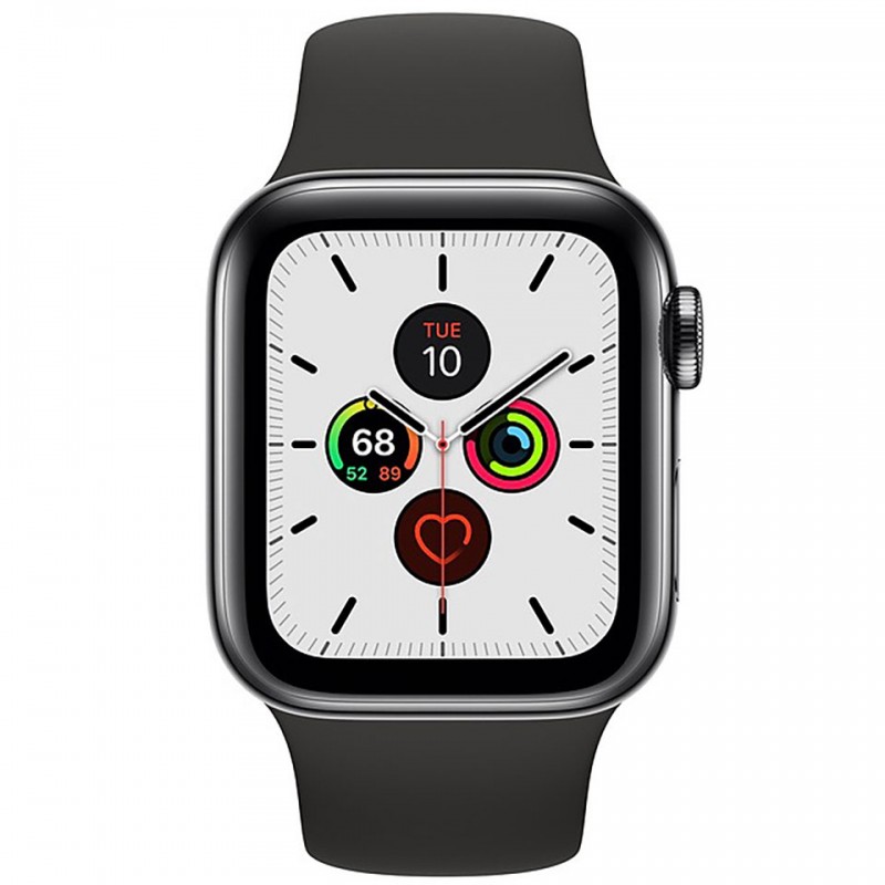 Apple Watch 5 44mm (4G) Viền Thép Xám - Dây cao su Đen Chính hãng (MWWK2VN/A)