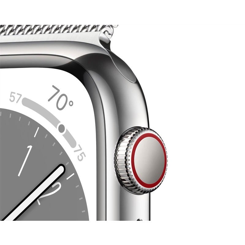 Apple Watch Sr 8 GPS + Cellular 41mm viền thép bạc - Vòng thép bạc (MNJ83VN/A)