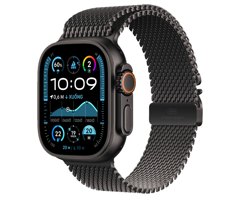 Apple Watch Ultra 2 GPS + Cellular 49mm Black Titanium Case with Black Titanium Milanese Loop - S MX4W3VN/A