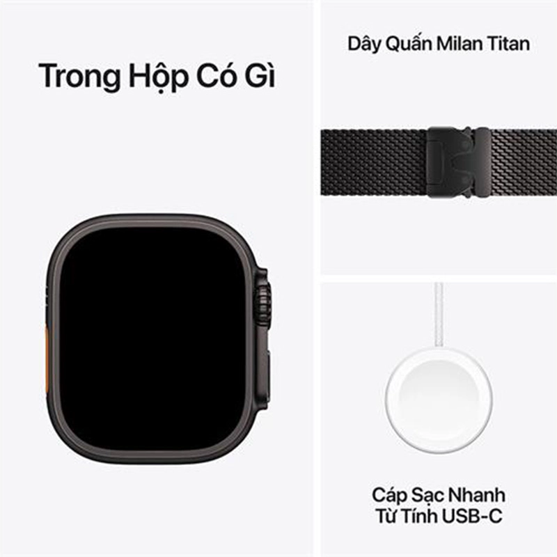 Apple Watch Ultra 3 GPS + Cellular 49mm viền Titanium dây Milan màu Titan đen MF1Q4SA/AMedium