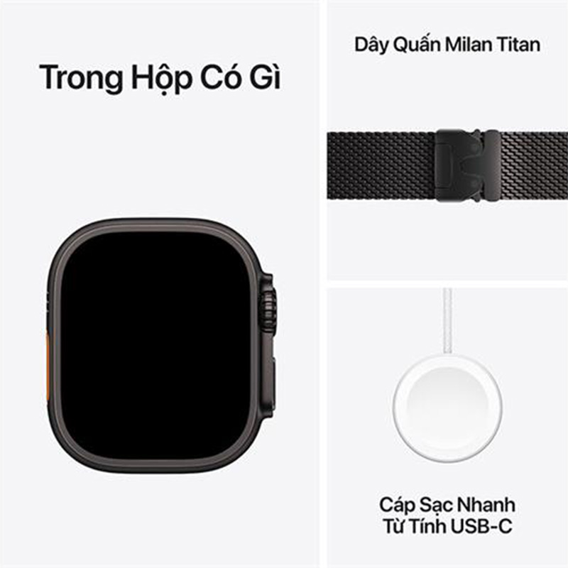 Apple Watch Ultra 3 GPS + Cellular 49mm viền Titanium dây Milan màu Titan đen MF1T4SA/ALarge