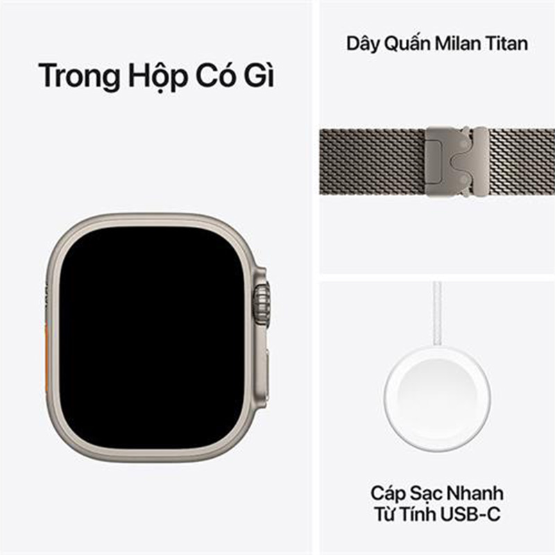Apple Watch Ultra 3 GPS + Cellular 49mm viền Titanium dây Milan màu Titan tự nhiên MEWY4SA/AMedium