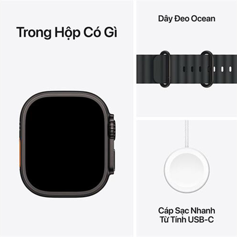 Apple Watch Ultra 3 GPS + Cellular 49mm viền Titanium dây Ocean màu Titan đen MF0J4SA/A