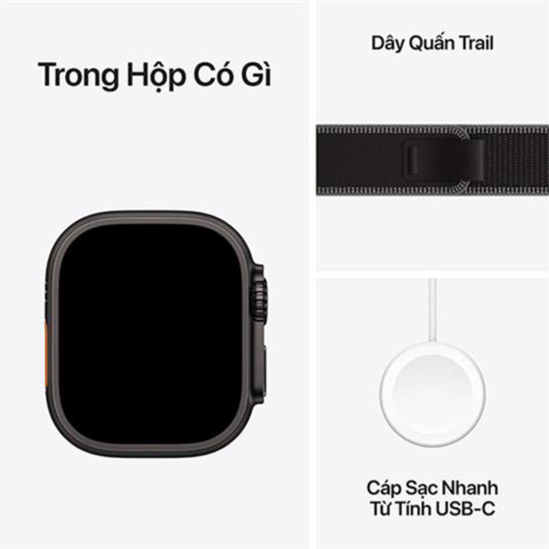 Apple Watch Ultra 3 GPS + Cellular 49mm viền Titanium dây Trail màu Titan đen MF1H4SA/A M/L