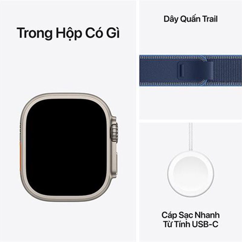 Apple Watch Ultra 3 GPS + Cellular 49mm viền Titanium dây Trail màu Titan tự nhiên MEWU4SA/A M/L