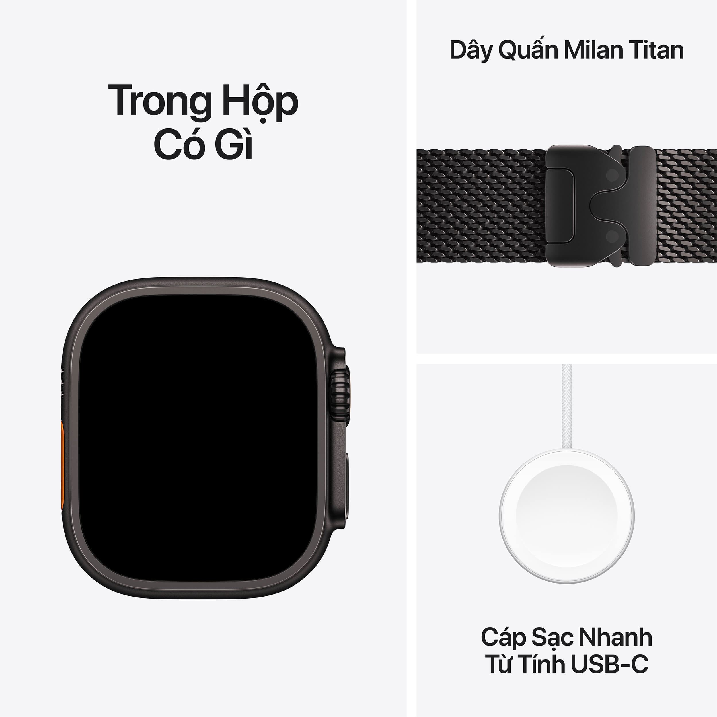 Apple Watch Ultra 4 GPS + Cellular 49mm viền Titanium dây Milan L Titan đen MJAX4SA/A