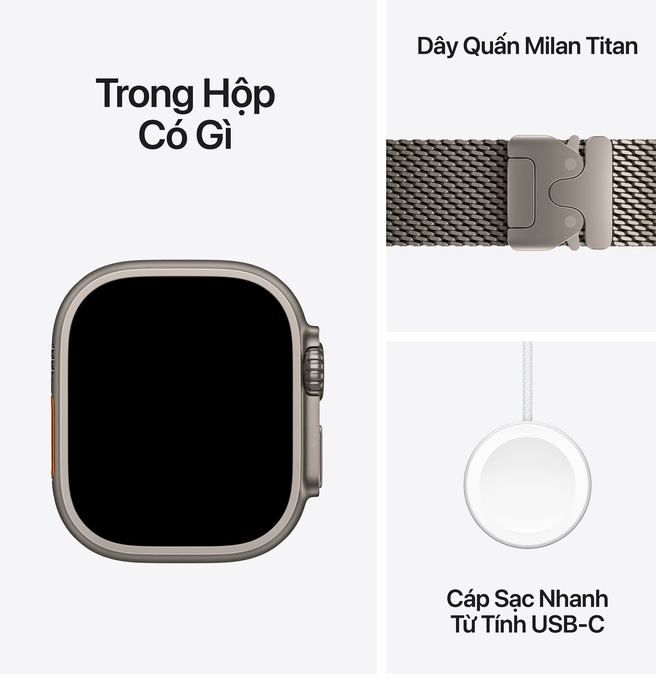 Apple Watch Ultra 4 GPS + Cellular 49mm viền Titanium dây Milan L Titan tự nhiên MJAA4SA/A