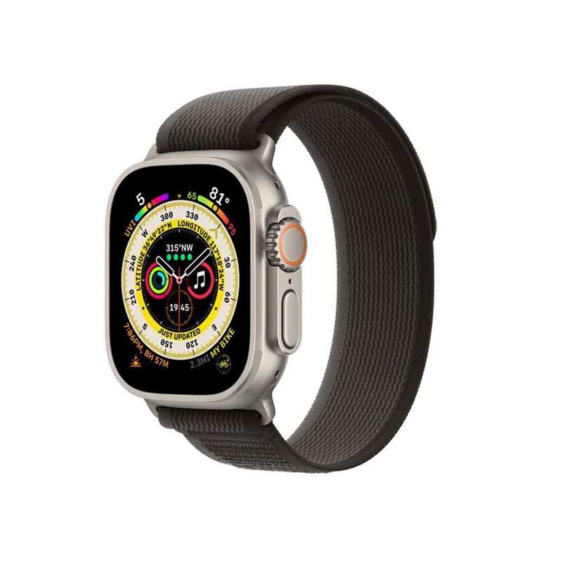 Apple Watch Ultra GPS + Cellular, 49mm Titanium Case with Black/Gray Trail Loop - S/M (MQFW3VN/A)
