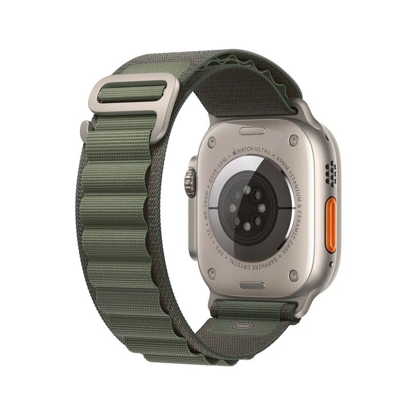 Apple Watch Ultra GPS + Cellular, 49mm Titanium Case with Green Alpine Loop - Small (MNHJ3VN/A)