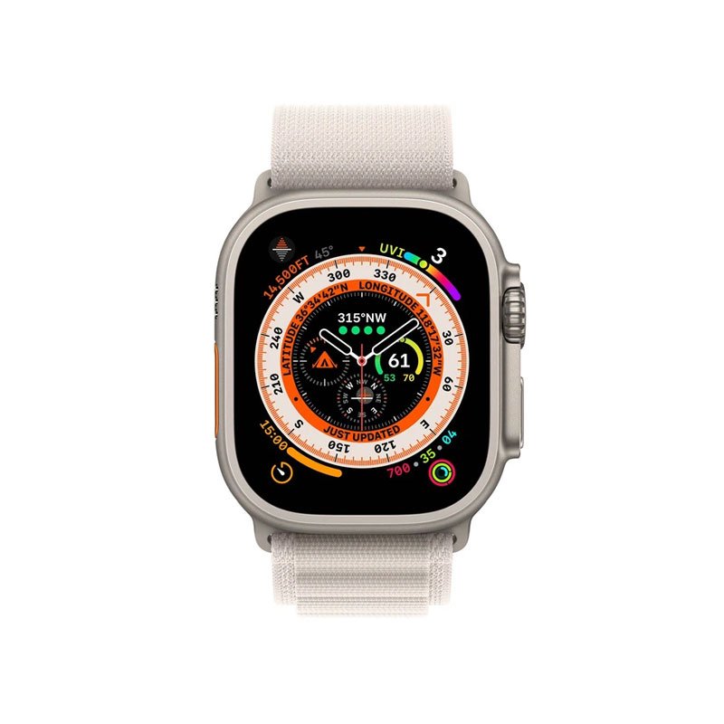 Apple Watch Ultra GPS + Cellular, 49mm Titanium Case with Starlight Alpine Loop - Small (MQFQ3VN/A)