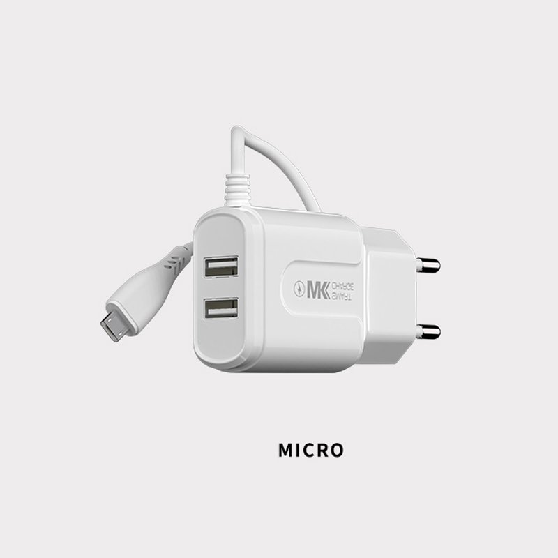Bộ củ sạc 2 cổng liền dây cáp micro WK WP-U71 Michon