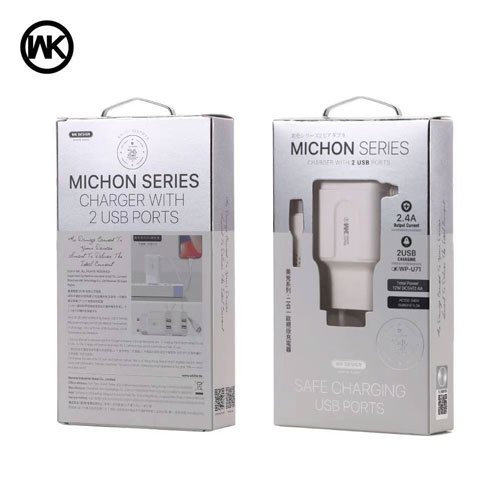 Bộ củ sạc 2 cổng liền dây cáp Type-c WK WP-U71 Michon