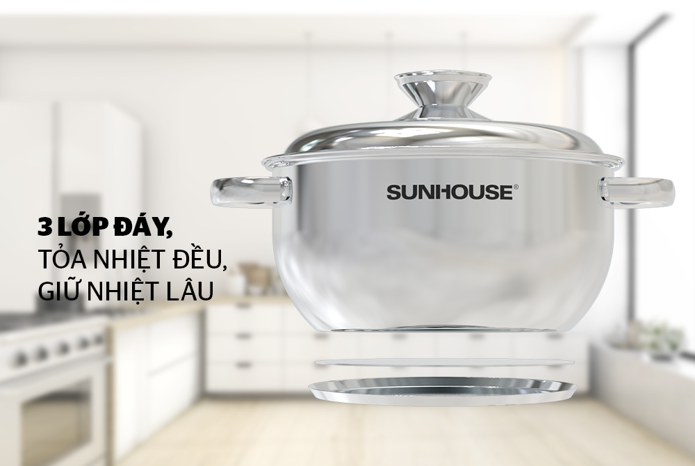 Bộ nồi Inox 3 đáy Sunhouse SHG339