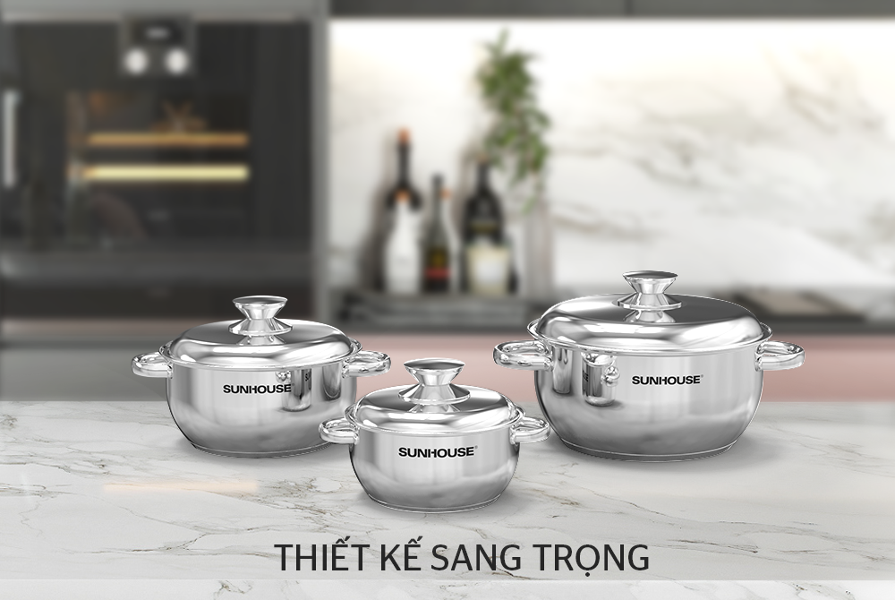 Bộ nồi Inox 3 đáy Sunhouse SHG339