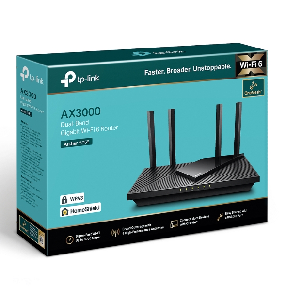 Bộ phát Wifi TPLink chuẩn AX3000 wifi 6 Archer AX55