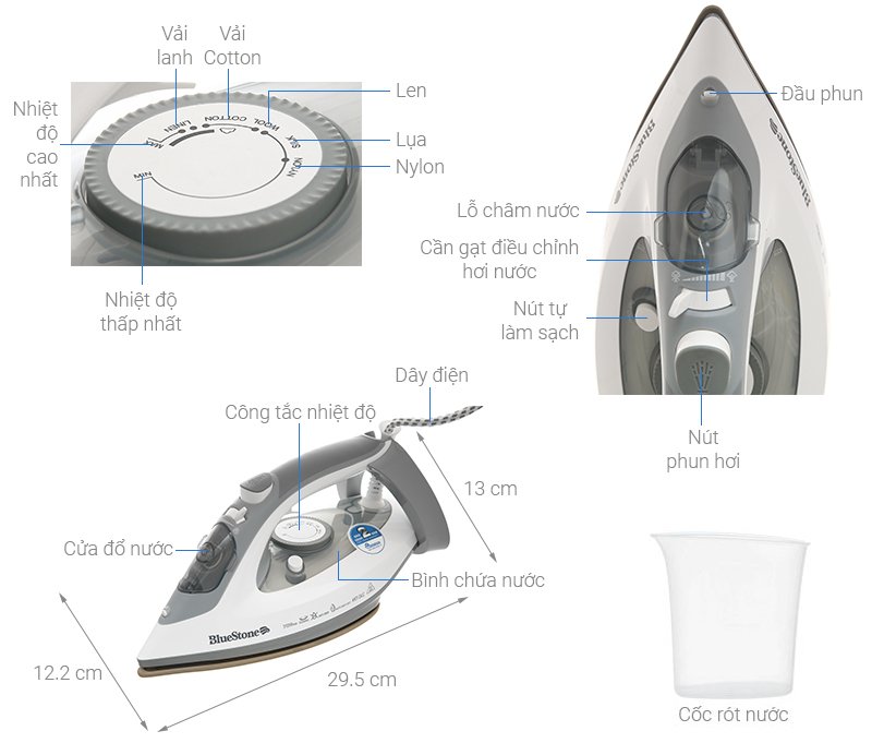 Bàn là hơi nước 2600W Bluestone SIB-3836