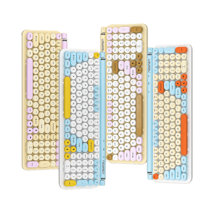 Bàn phím máy tính không dây Dual mode Newmen S01, white-pink-creamy, NEW VI - Thu thủy y nhân