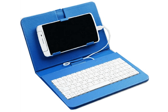 Bao da kèm bàn phím cho điện thoại android (Xanh)