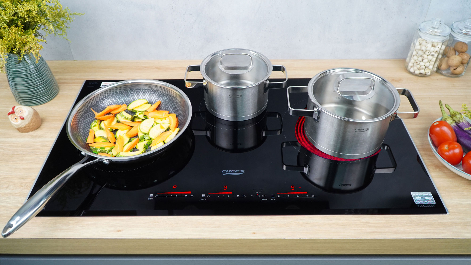 Bếp ba hỗn hợp 2 từ 1 hồng ngoại Chef's Inverter EH-MIX536