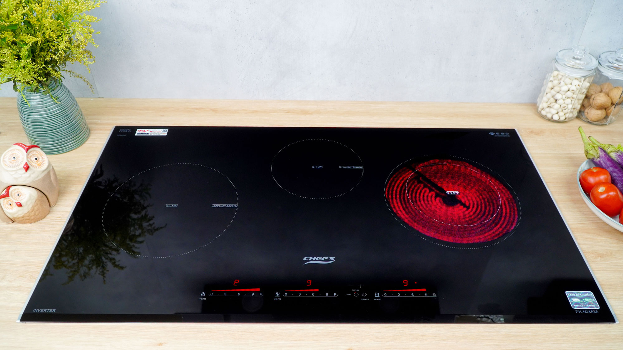 Bếp ba hỗn hợp 2 từ 1 hồng ngoại Chef's Inverter EH-MIX536