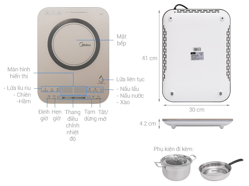 Bếp điện từ cảm ứng cao cấp Midea MI-T2117DA 2100W