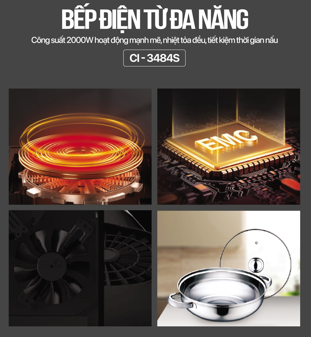 Bếp điện từ Coex CI-3484S (2000W, kèm nồi lẩu)