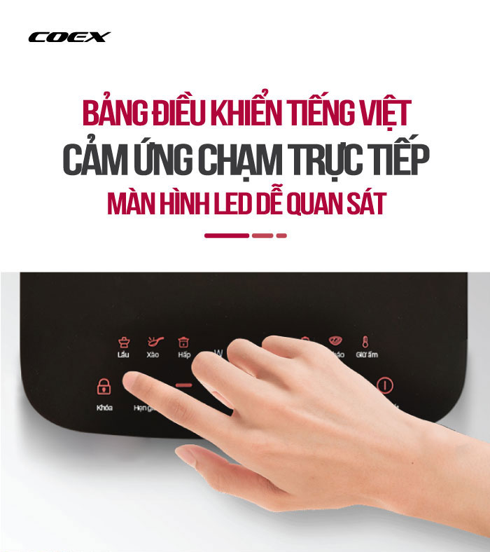 Bếp điện từ đa năng cao cấp Coex CI-3303 (2000W, Kèm nồi lẩu)