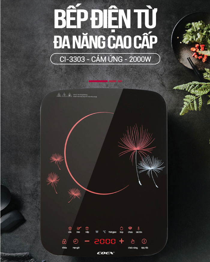 Bếp điện từ đa năng cao cấp Coex CI-3303 (2000W, Kèm nồi lẩu)