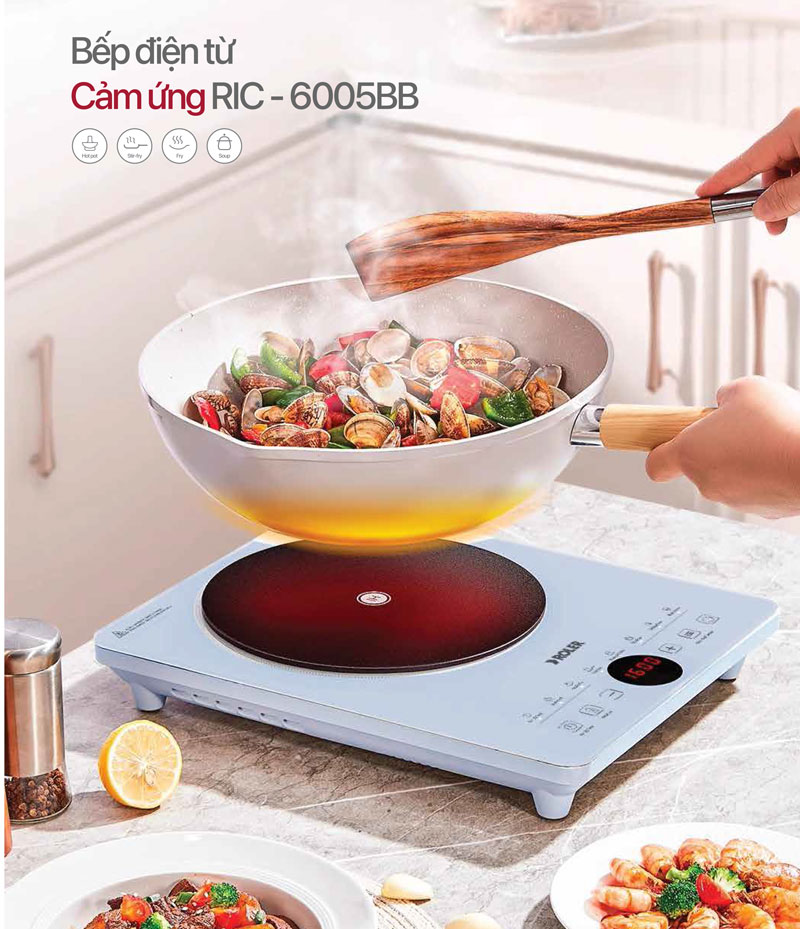 Bếp điện từ Roler RIC-6005BB (2000W - Kèm nồi lẩu 500g)