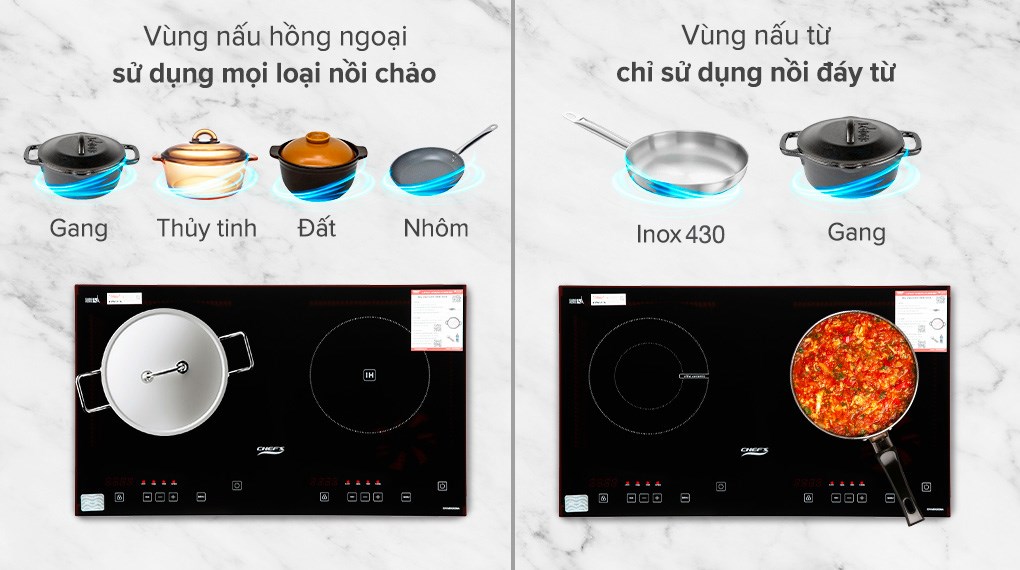 Bếp đôi từ - hồng ngoại Chef's EH-MIX2000A 3400W