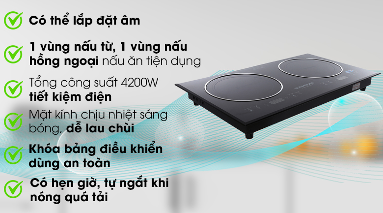 Bếp từ - hồng ngoại đôi Sunhouse SHB9103MT 4000W