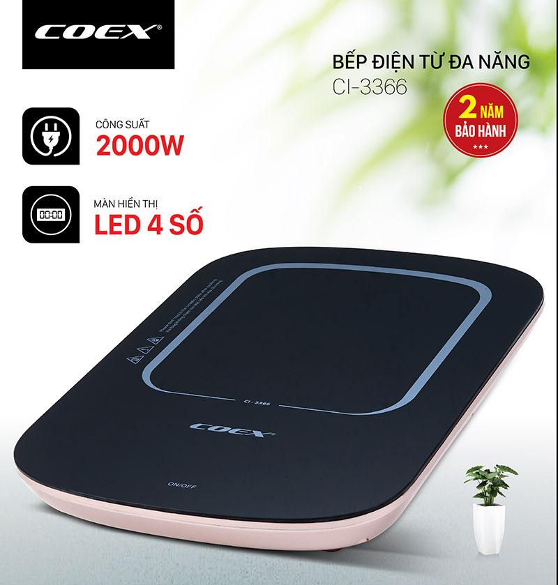 Bếp từ cảm ứng Coex CI-3366 (2000W, Kèm nồi lẩu)