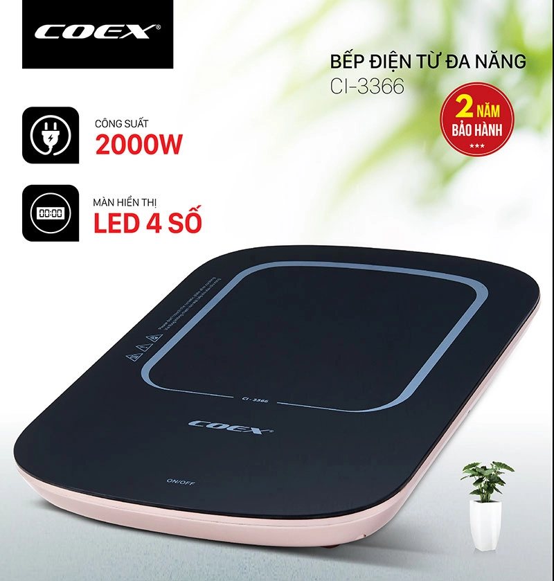 Bếp từ cảm ứng Coex CI-3366 (2000W, Kèm nồi lẩu)