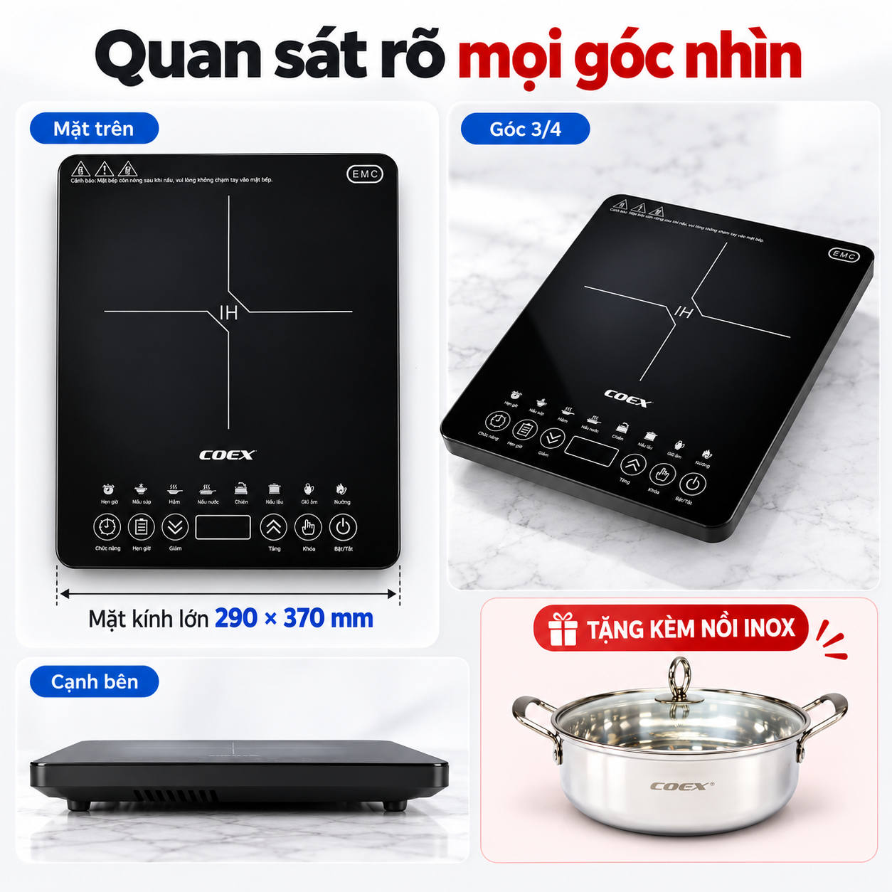 Bếp từ cảm ứng Coex CI-3372 (2100W, kèm nồi lẩu)