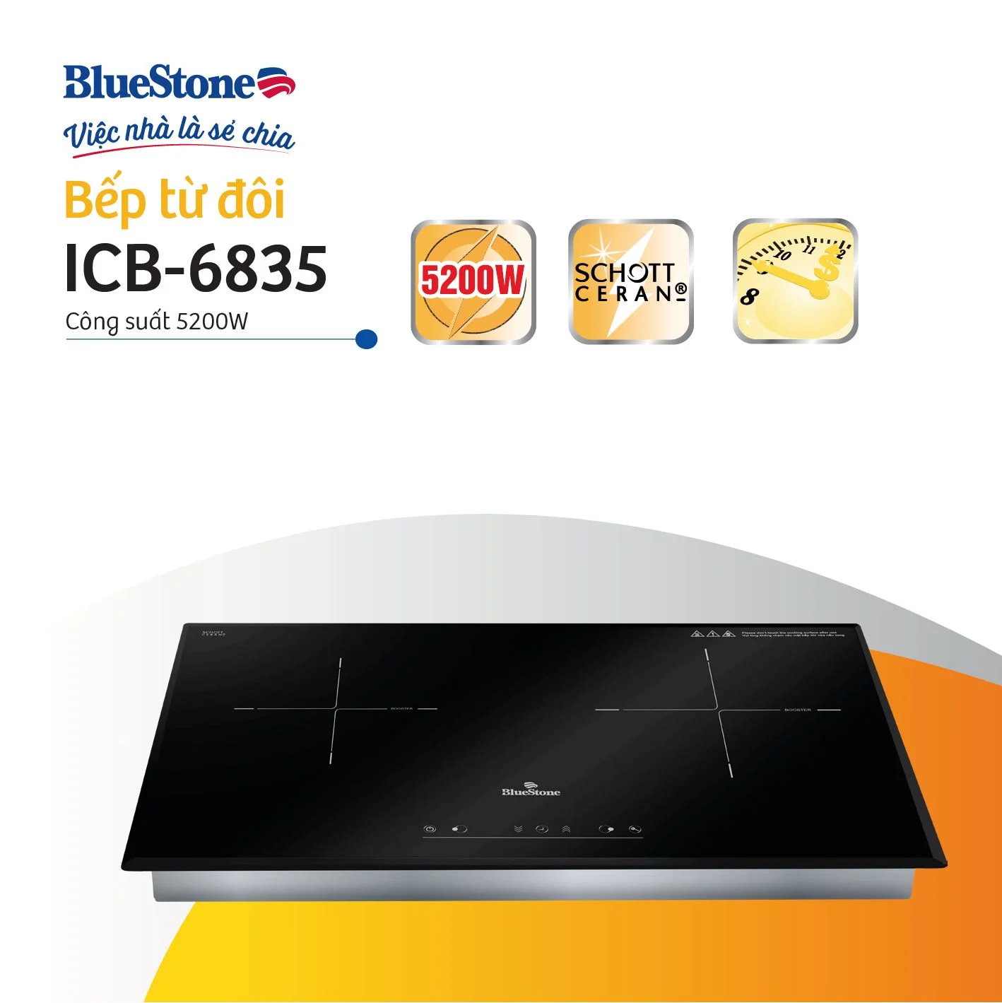 Bếp từ đôi Bluestone ICB-6835 (3200W)