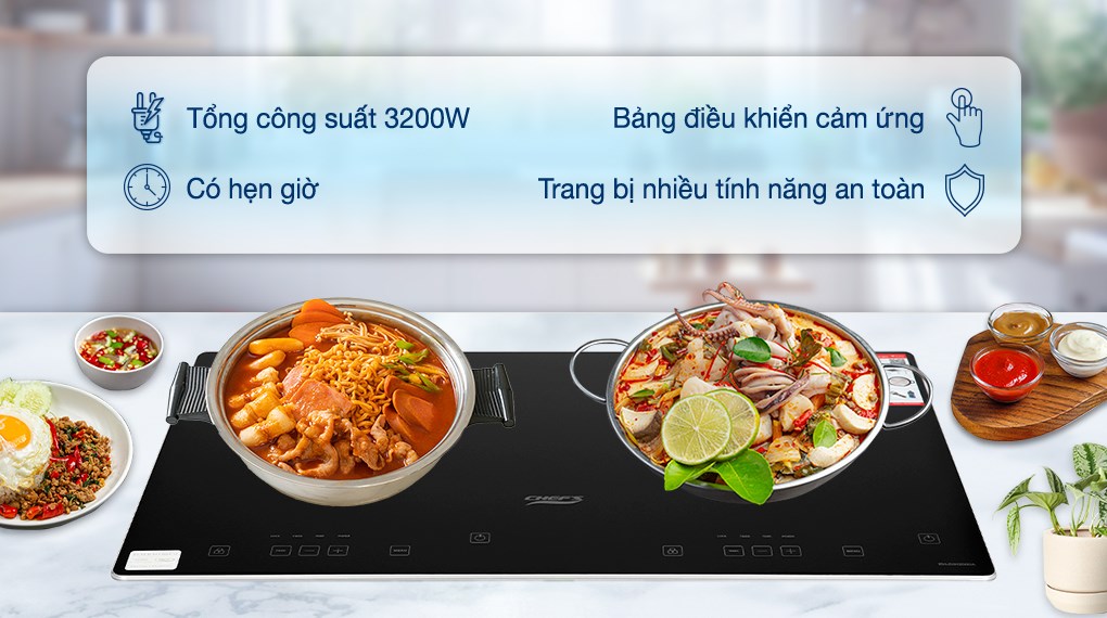 Bếp từ đôi Chef's EH-DIH2000A 3400W