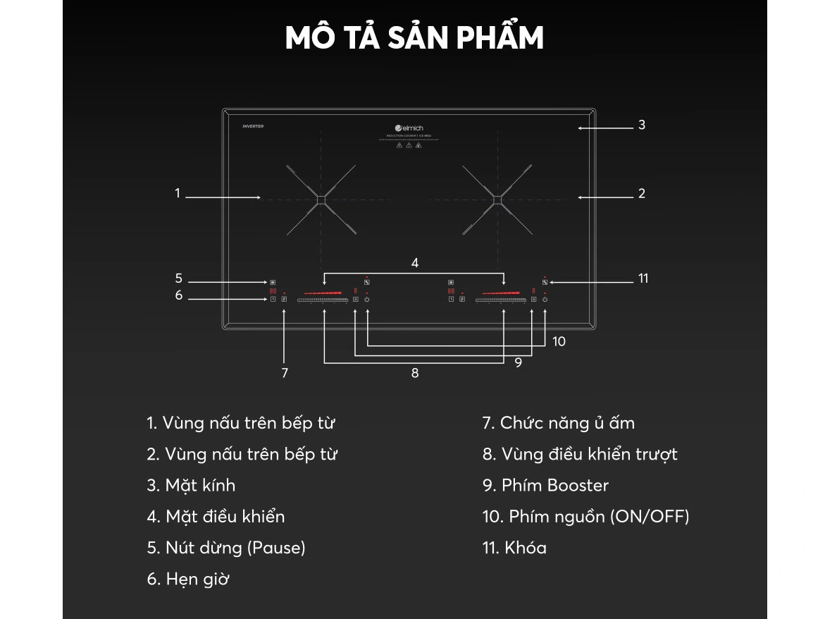 Bếp từ đôi Elmich ICE-8862