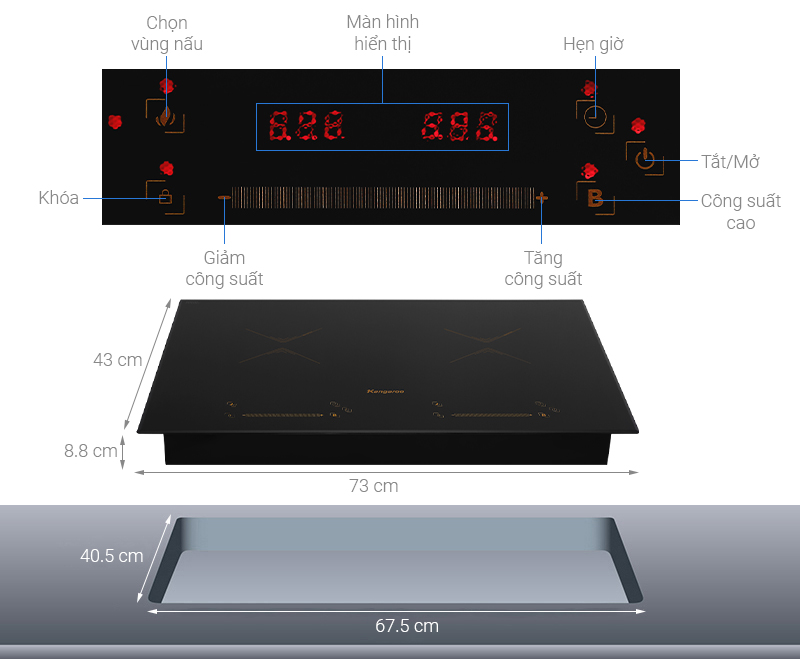 Bếp từ đôi Kangaroo KG859i Thailand