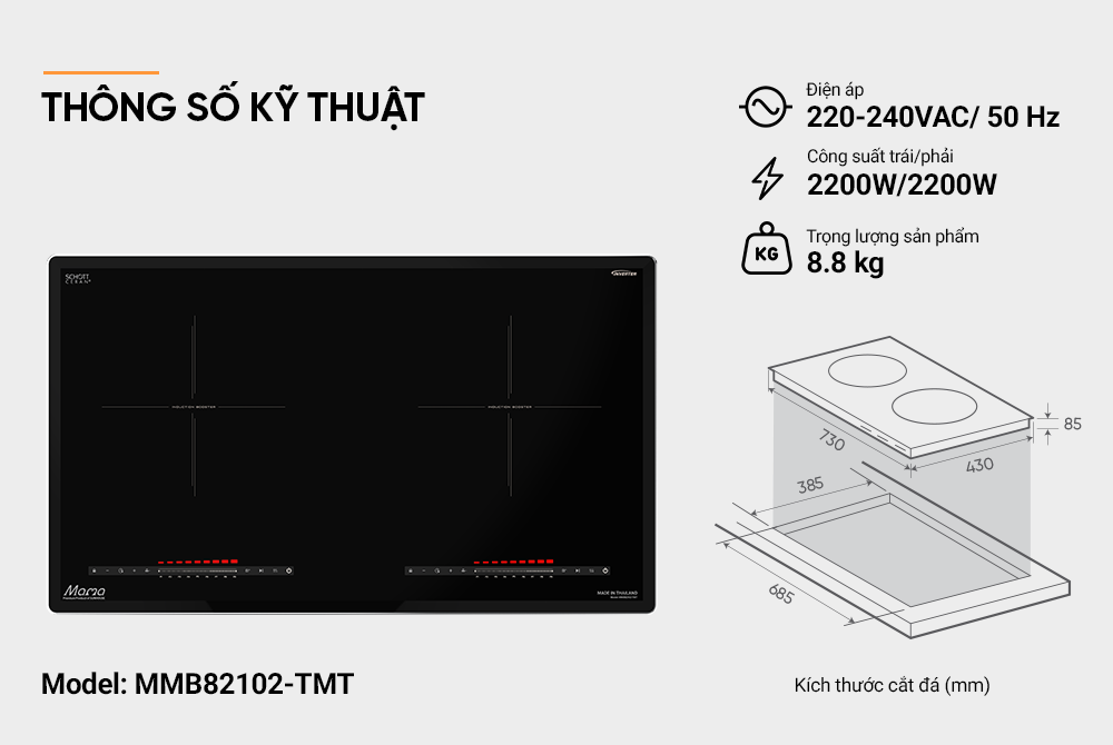 Bếp từ đôi Sunhouse Mama MMB82102-TMT- Thailand