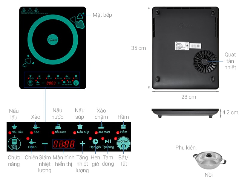 Bếp từ đơn Midea MI-T2120DD