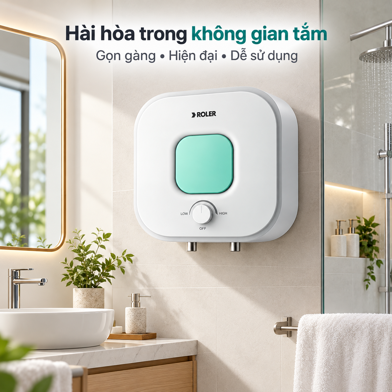 Bình nóng lạnh gián tiếp 15L Roler RWH-8116 (Kiểu vuông)