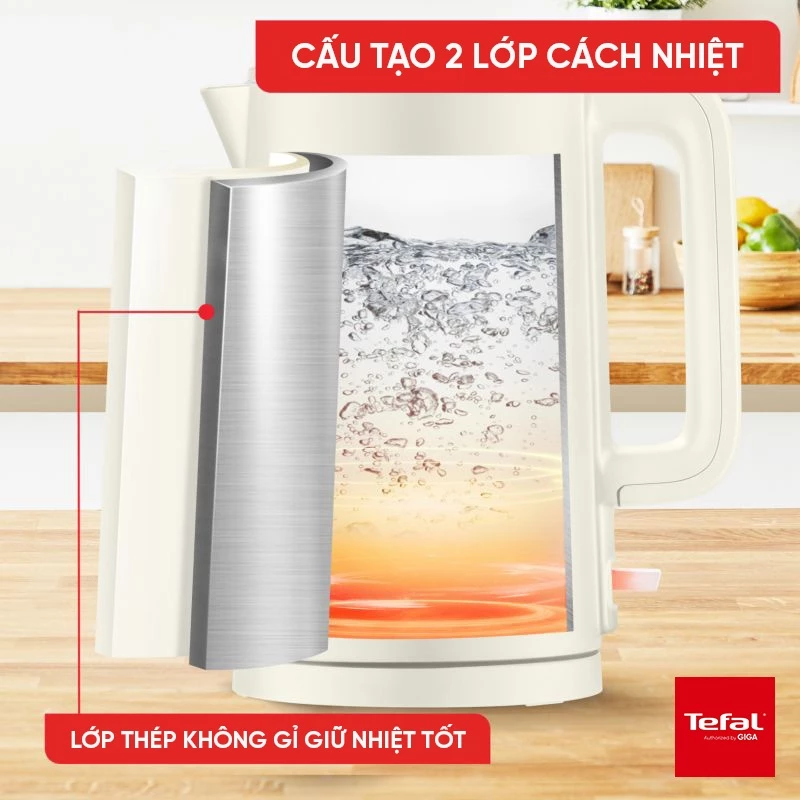 Bình siêu tốc 2 lớp 1,5L Tefal Colour KO1408E0 - Black