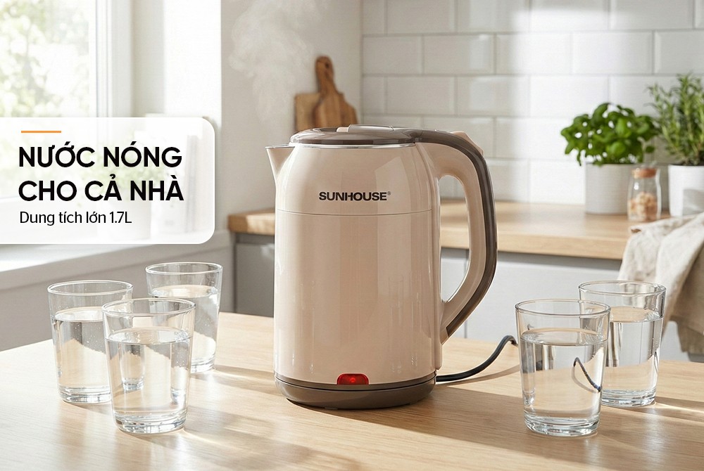 Bình siêu tốc inox 2 lớp 1.7L Sunhouse SHD1359