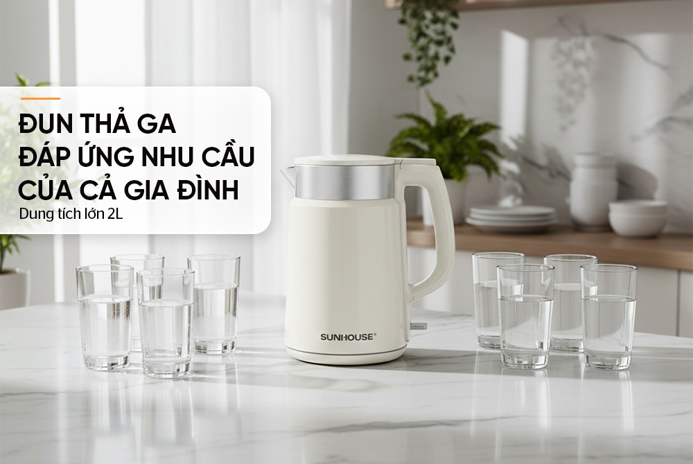 Bình siêu tốc inox 2 lớp 2L Sunhouse SHD1387