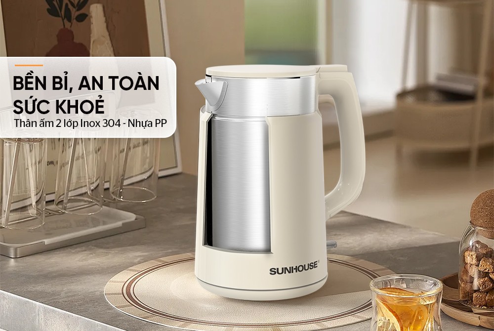 Bình siêu tốc inox 2 lớp 2L Sunhouse SHD1387