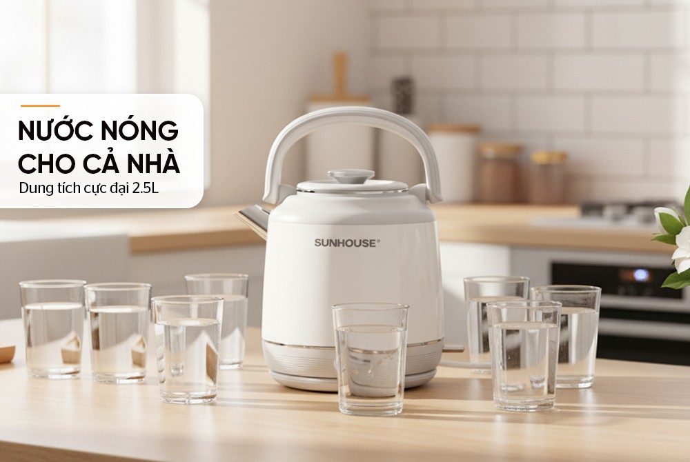 Bình siêu tốc inox giữ nhiệt 2.5L Sunhouse SHD1392
