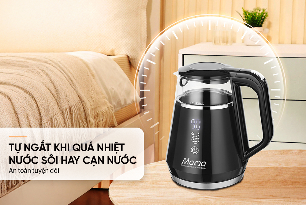 Bình siêu tốc thủy tinh 1L Sunhouse Mama SHD1332