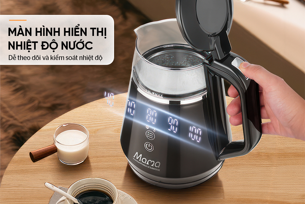 Bình siêu tốc thủy tinh 1L Sunhouse Mama SHD1332
