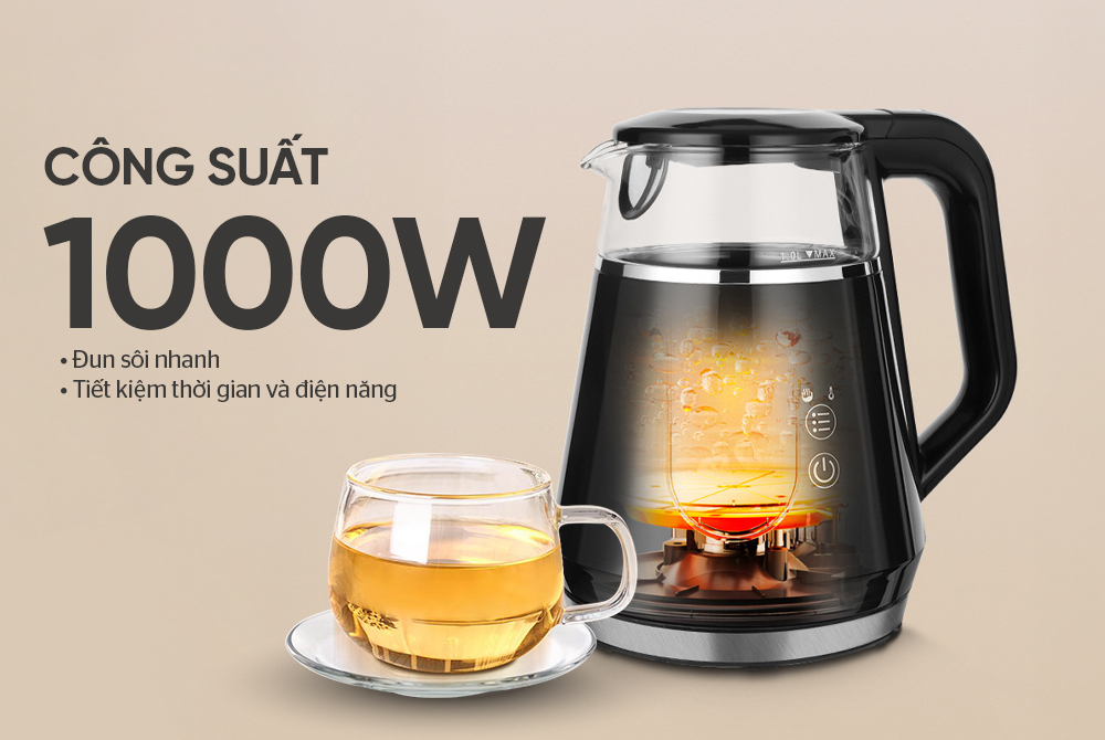 Bình siêu tốc thủy tinh 1L Sunhouse Mama SHD1332