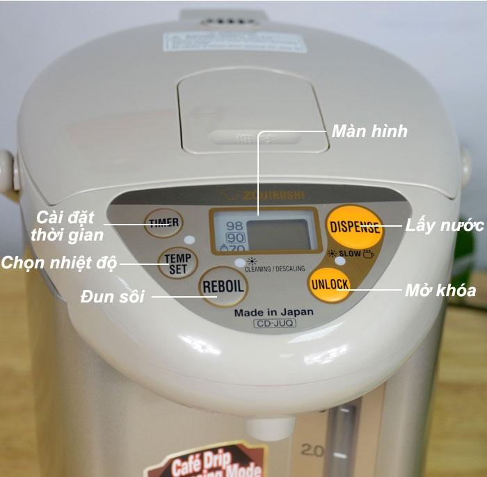 Bình thủy điện 3L Zojirushi CD-JUQ30-CT-Japan